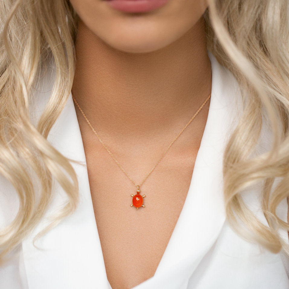 Náhrdelník s ametystem a diamanty Marvelous Turtle