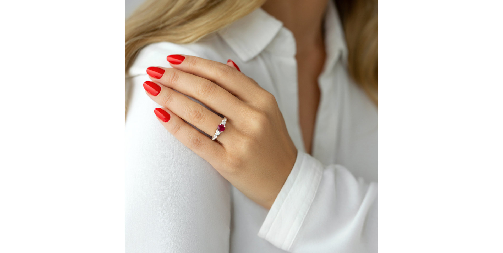 Prsten s rubínem a diamanty Ruby Sparkle