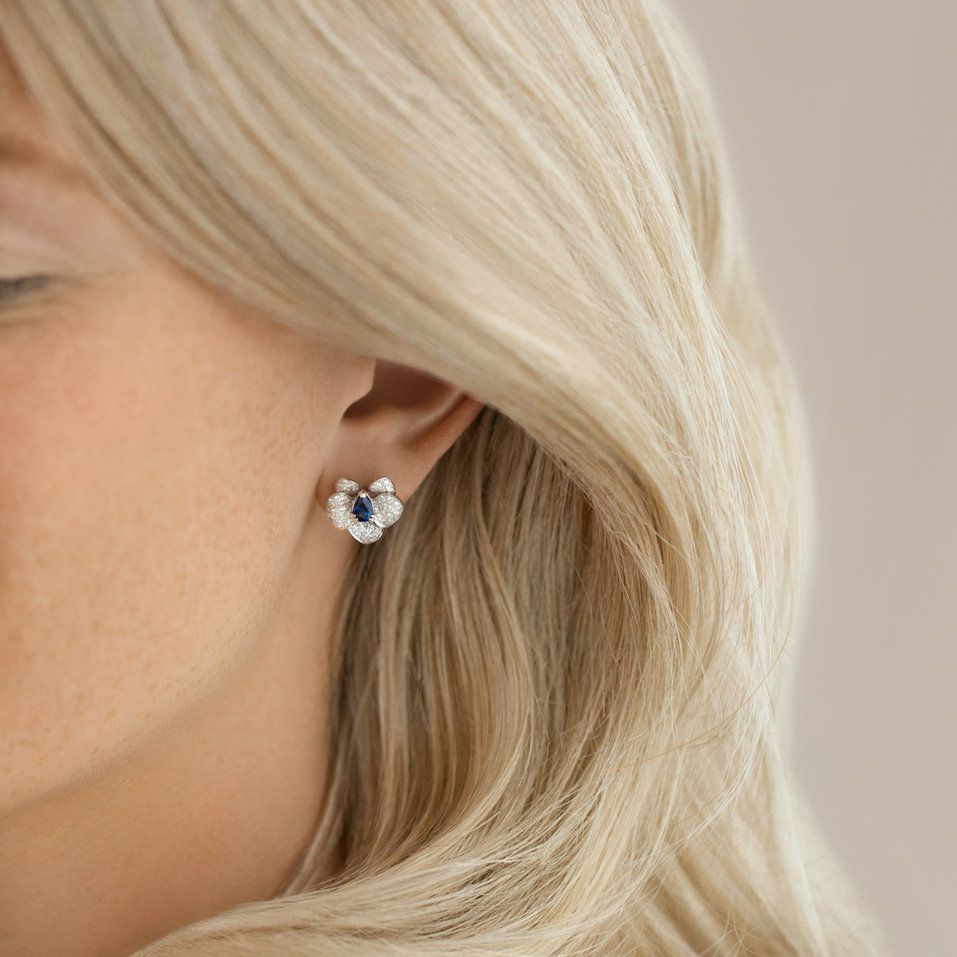 Náušnice s safírem a diamanty Sapphire Orchid