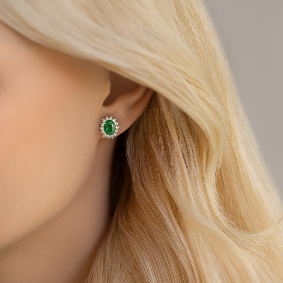 Náušnice se smaragdem a diamanty Princess Sparkle
