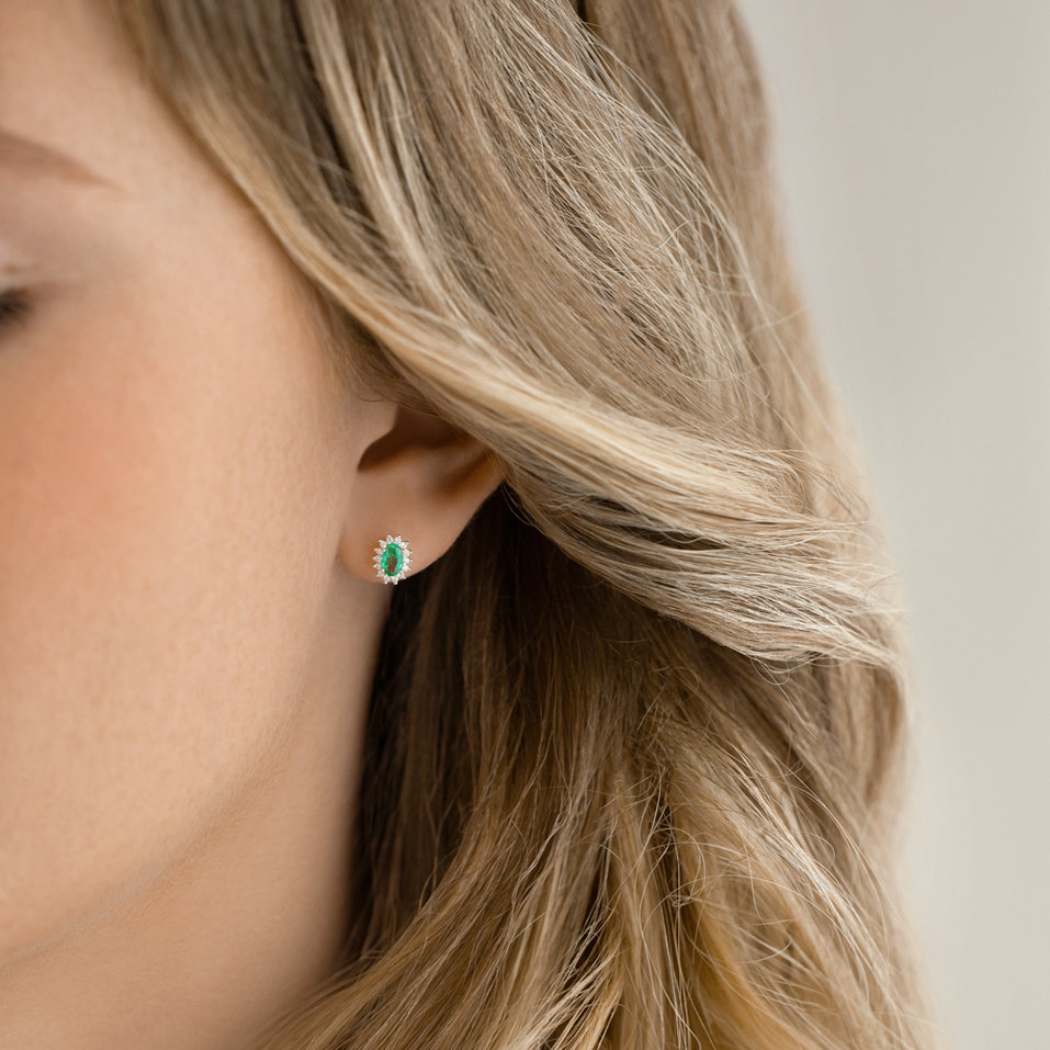 Náušnice se smaragdem a diamanty Princess Sparkle