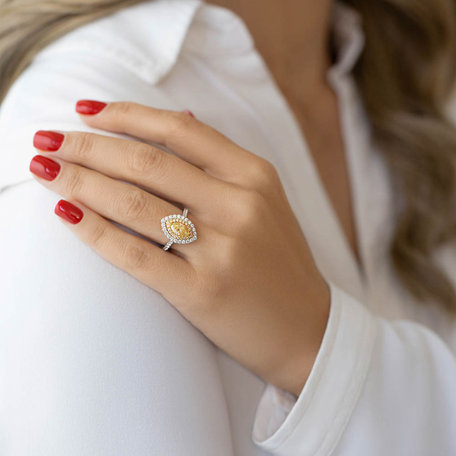 Prsten s bílými a žlutými diamanty Golden Light