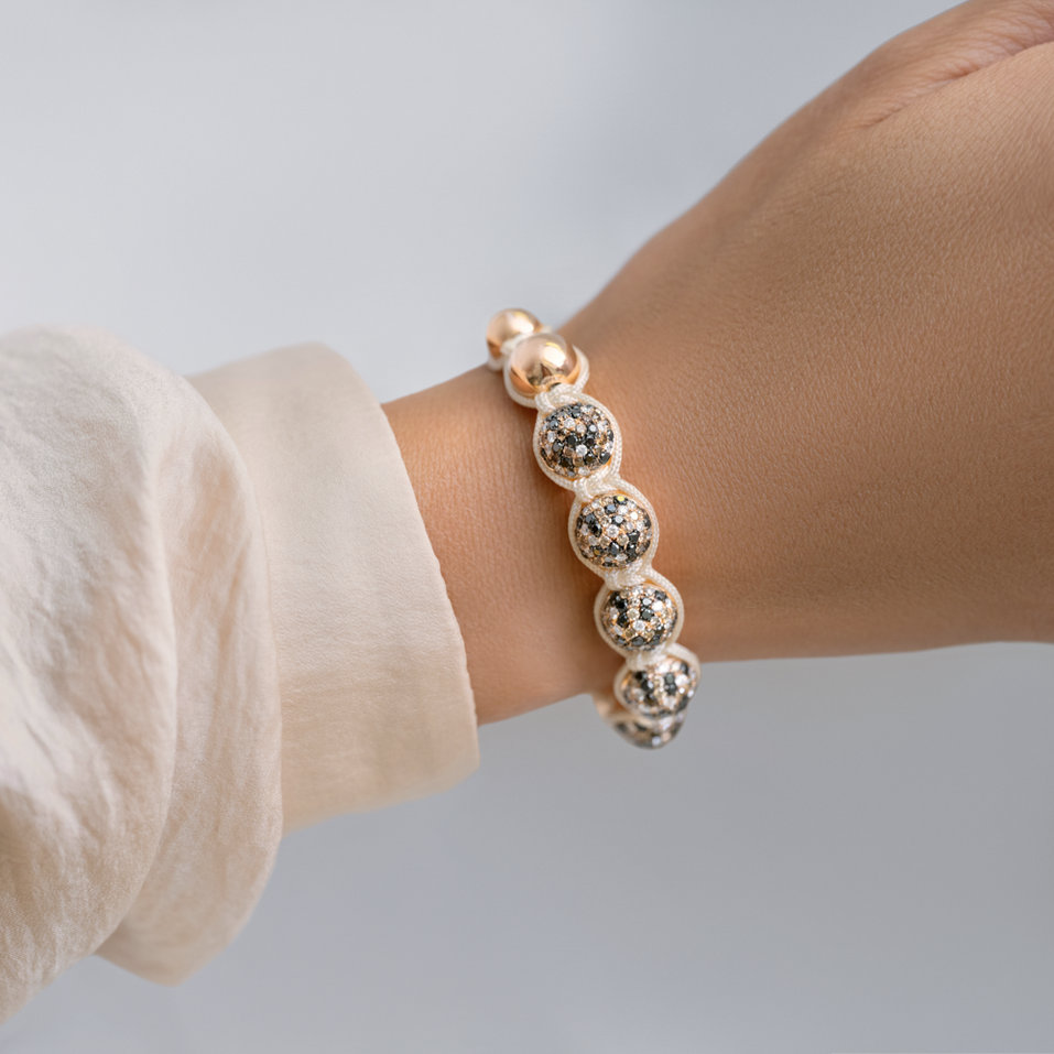 Náramek s diamanty Beige Shamballa