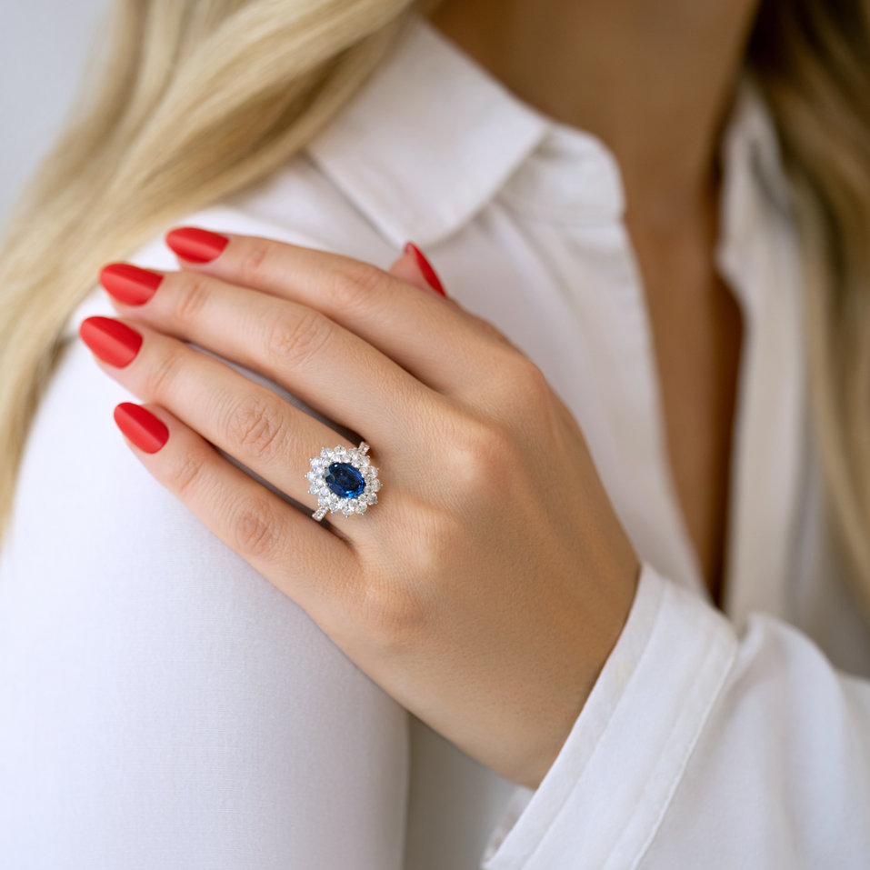 Prsten s safírem a diamanty Princess Hope