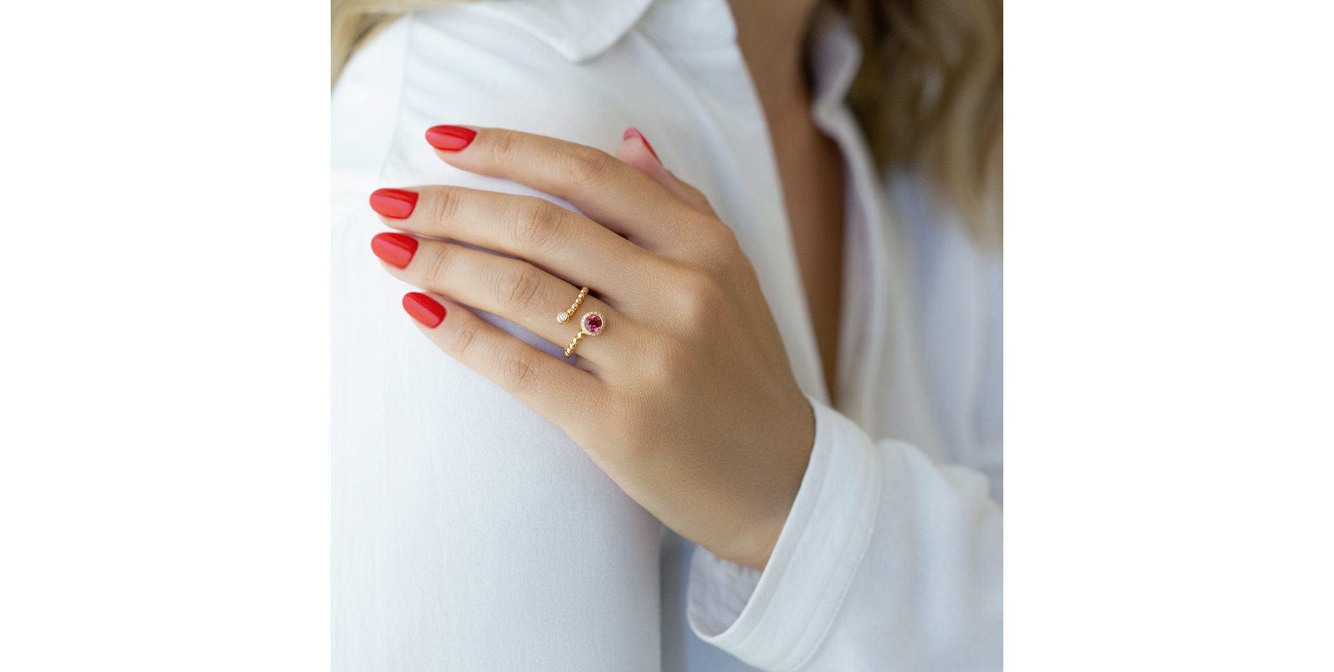 Prsten s diamanty a turmalínem Incroyable