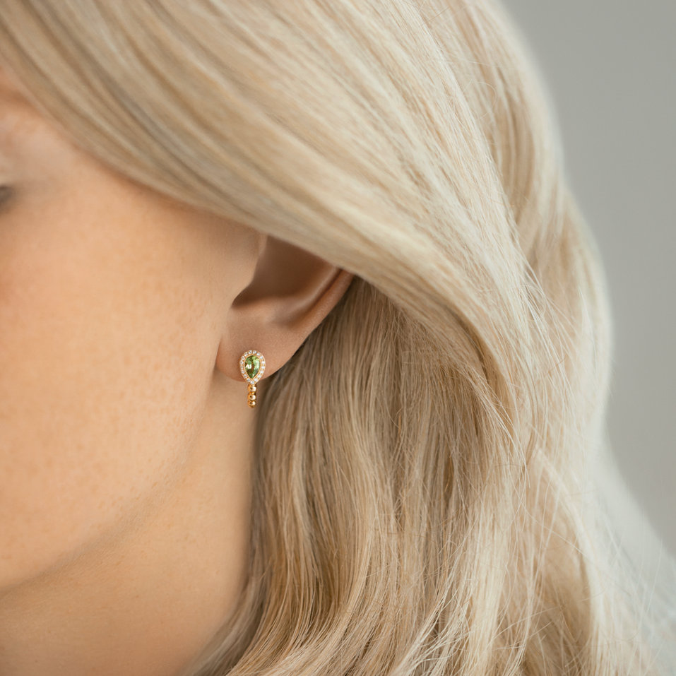 Náušnice s diamanty a peridotem Offering