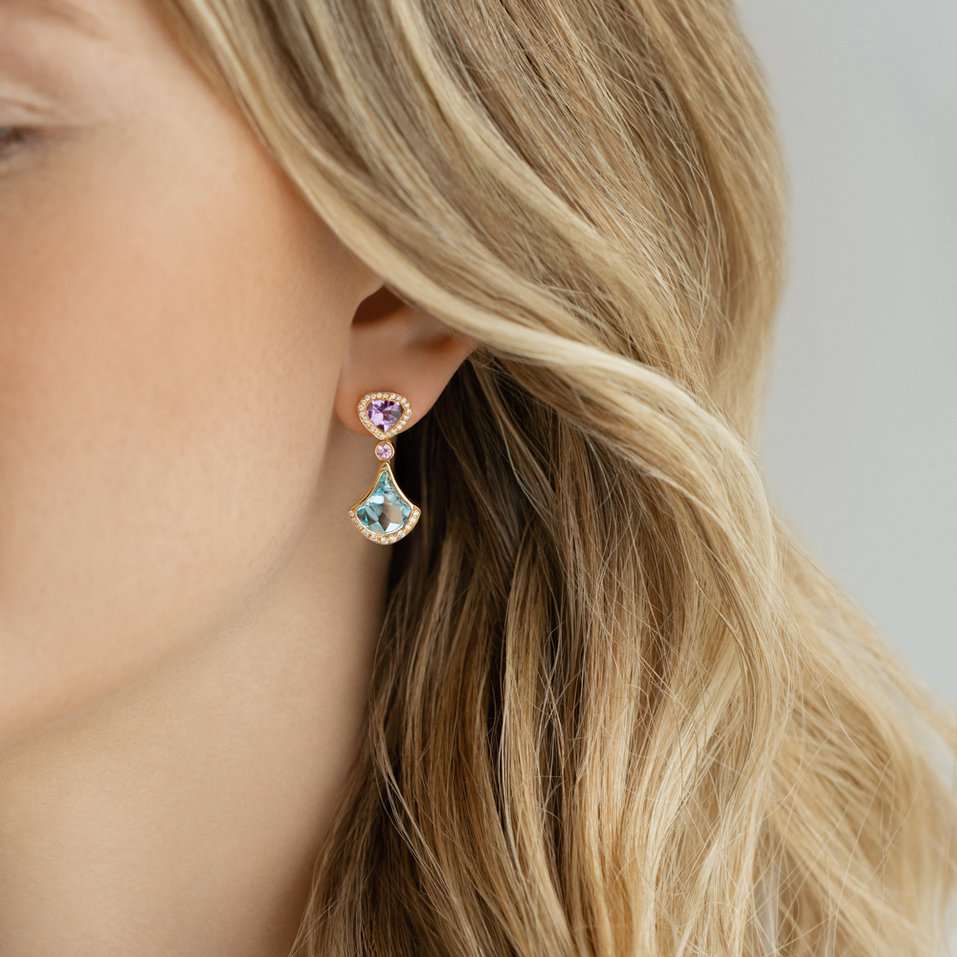 Náušnice s diamanty a drahokamy Opulent Adornments