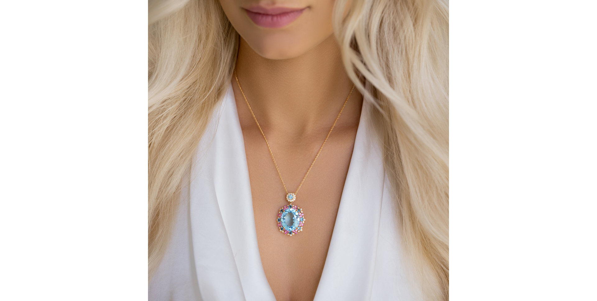 Náhrdelník s diamanty a drahokamy Memories