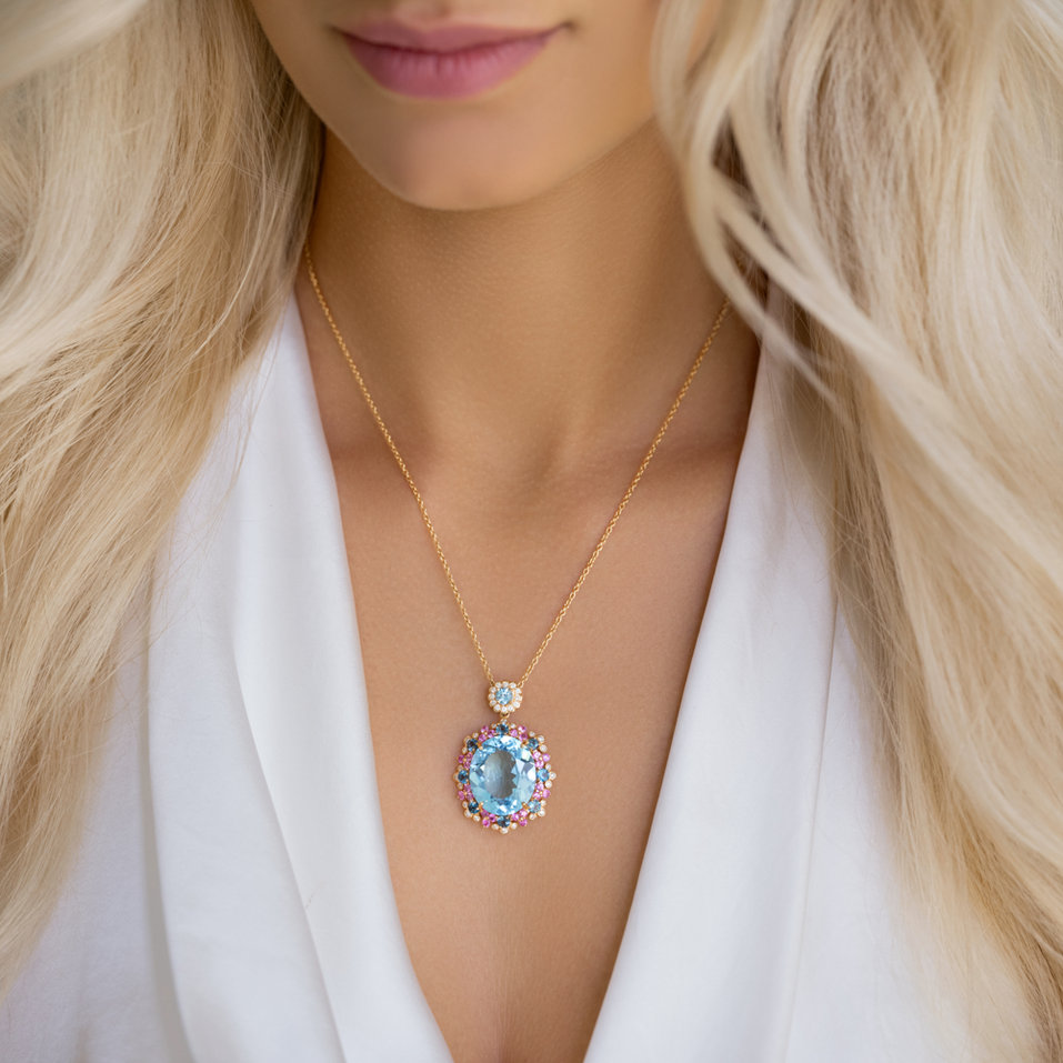 Náhrdelník s diamanty a drahokamy Memories