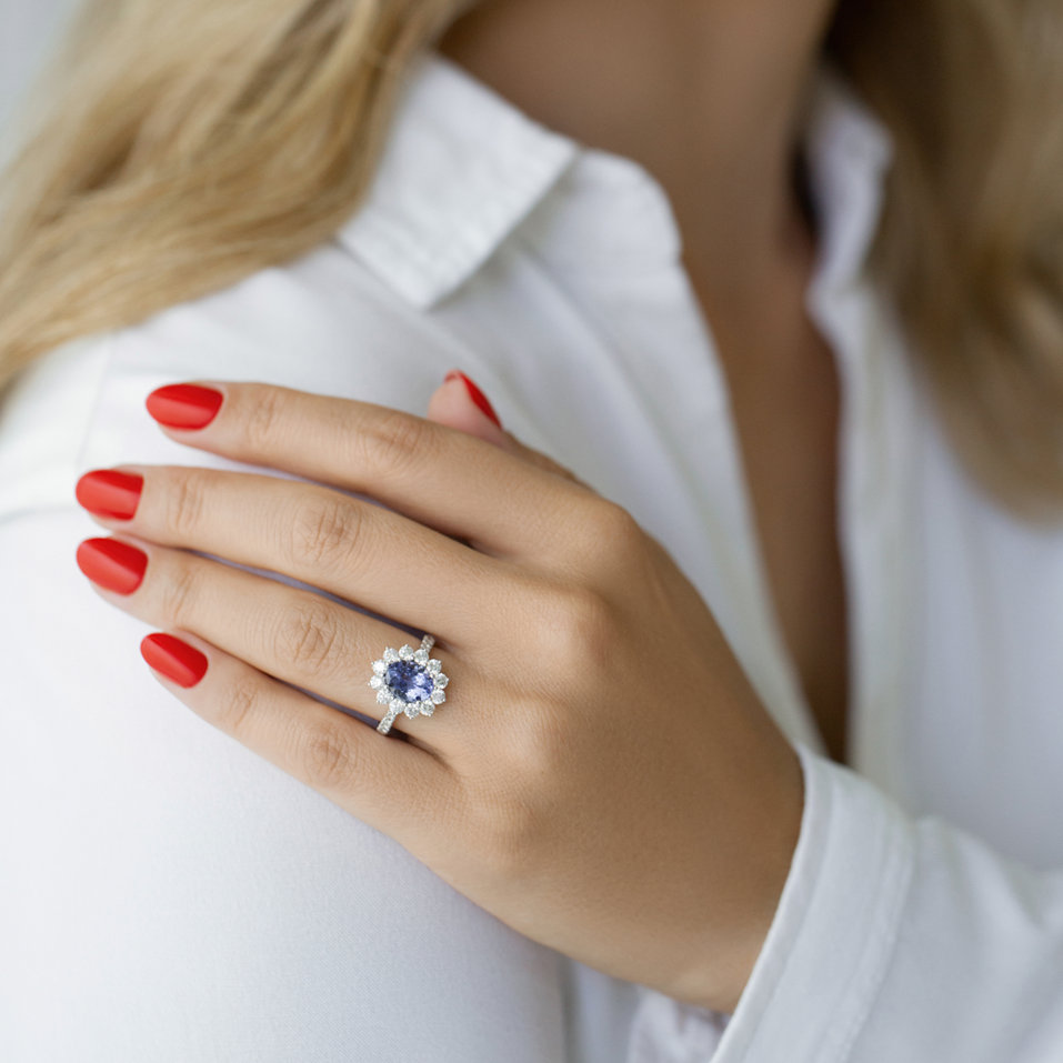 Prsten s tanzanitem a diamanty Tanzania Majesty