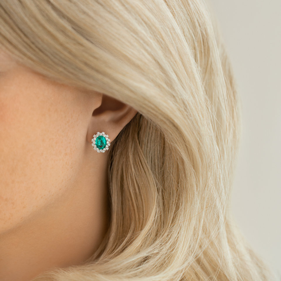 Náušnice se smaragdem a diamanty Space Guardian