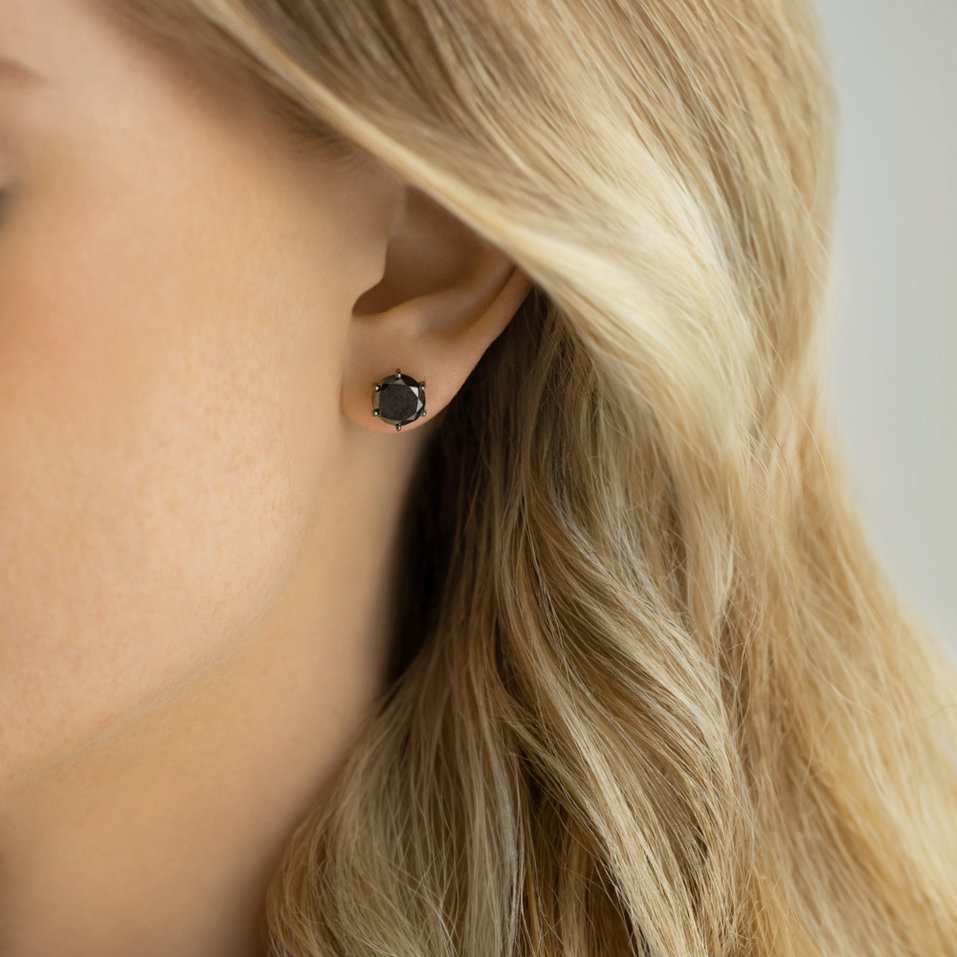 Náušnice s černým diamantem Vesper Romance