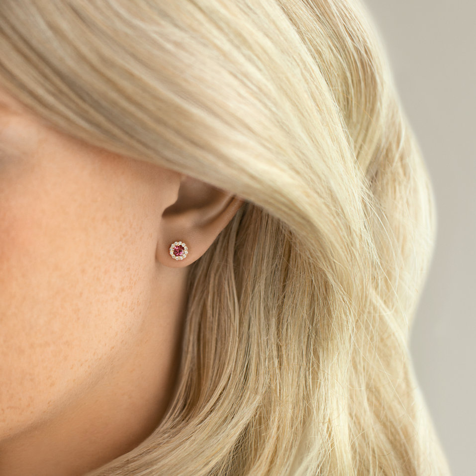 Náušnice s granátem a diamanty Bloom Spark