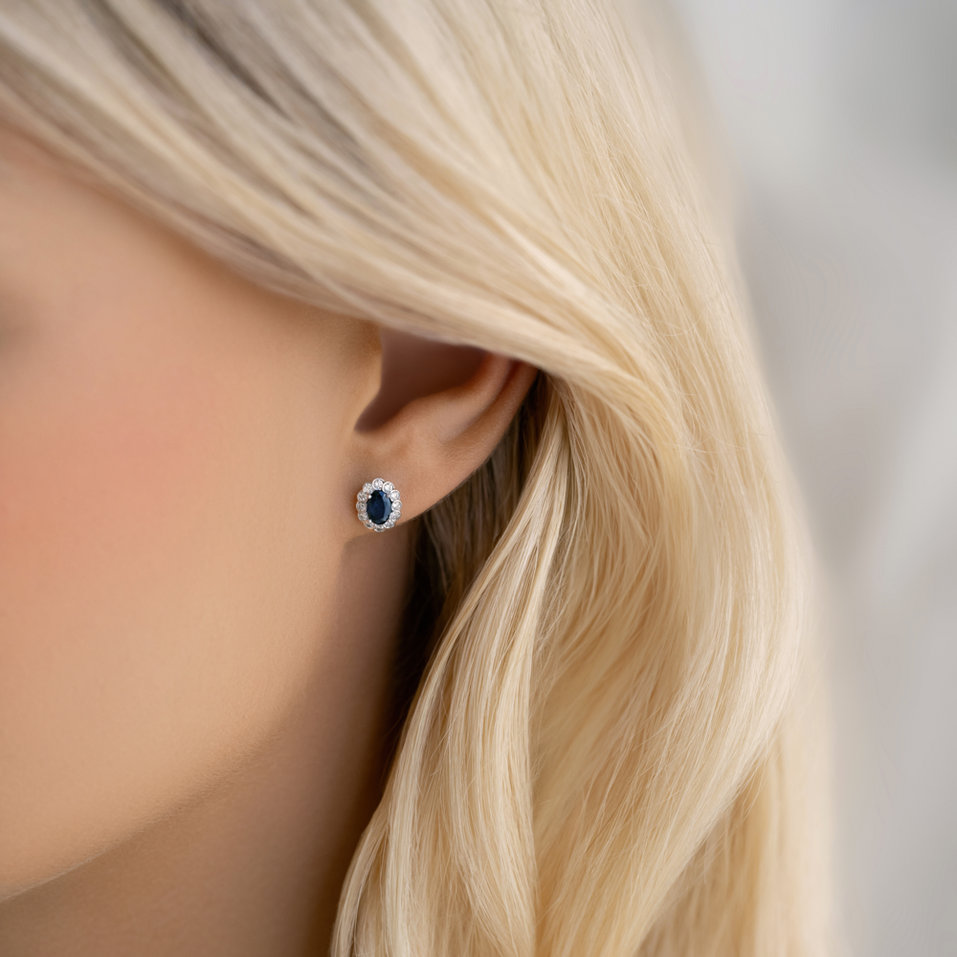 Náušnice s safírem a diamanty Brilliance