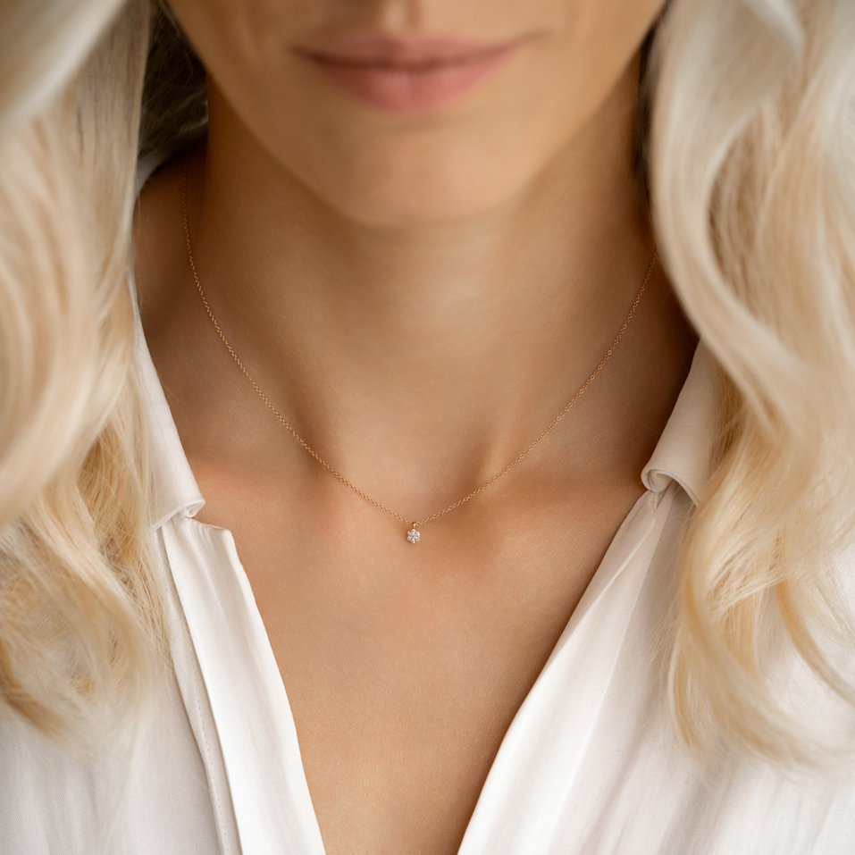 Náhrdelník s diamanty Shiny Flower