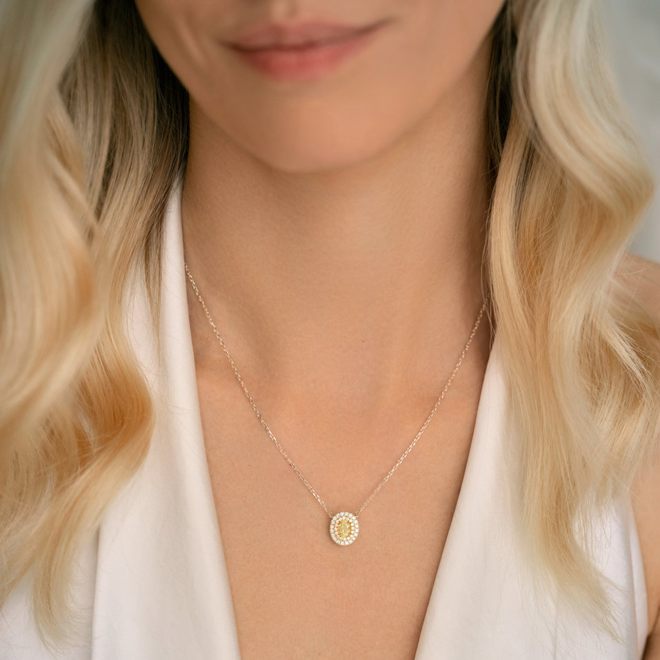 Náhrdelník s bílými a žlutými diamanty Sunshine Goddess