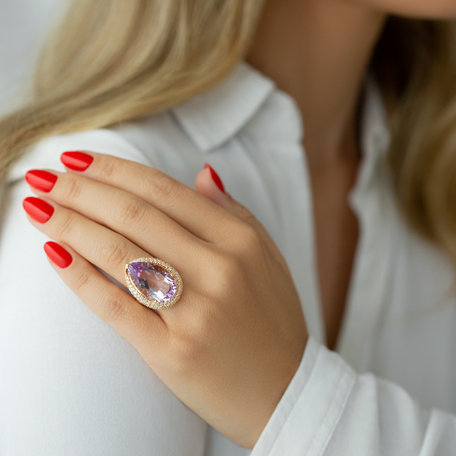 Prsten s ametystem a diamanty Pink Treasure