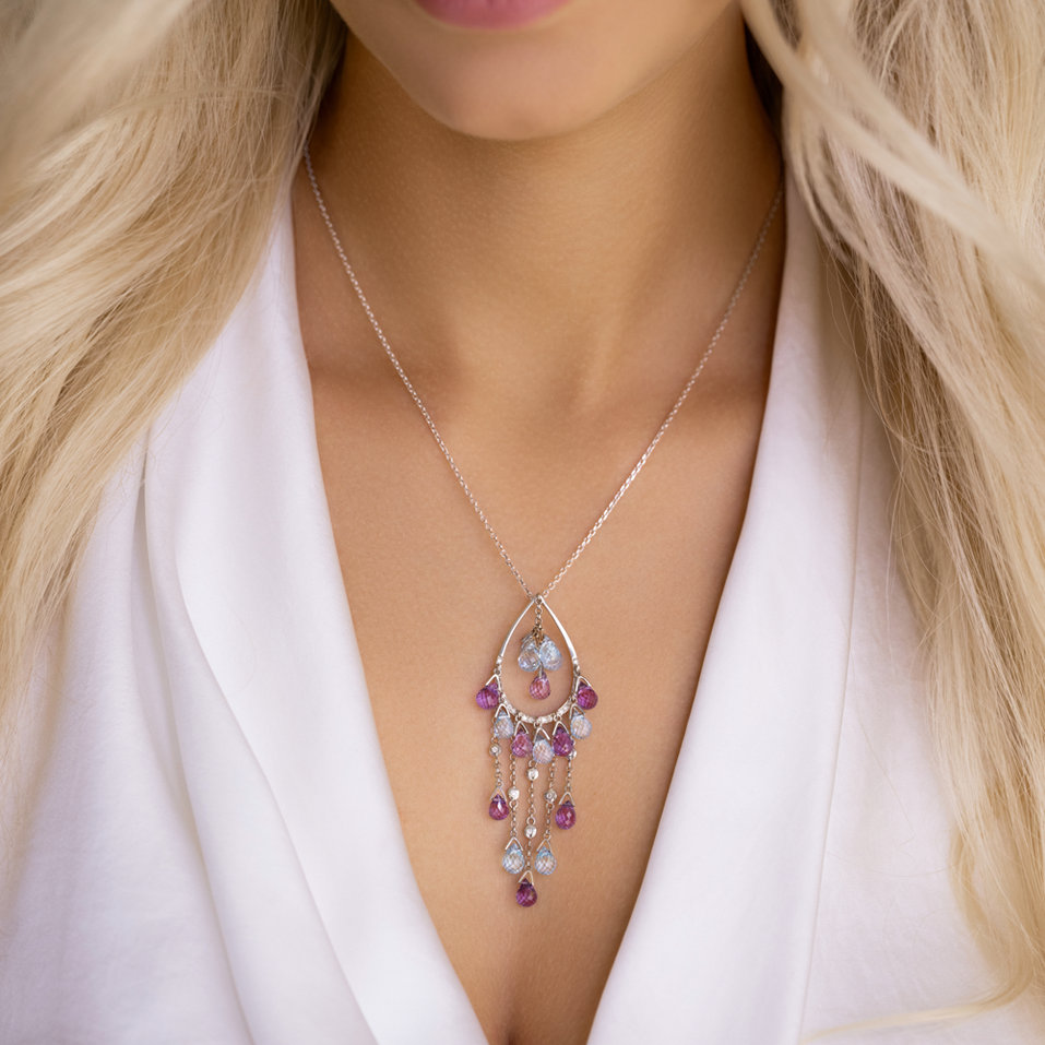 Náhrdelník s diamanty a drahokamy Cattaneo