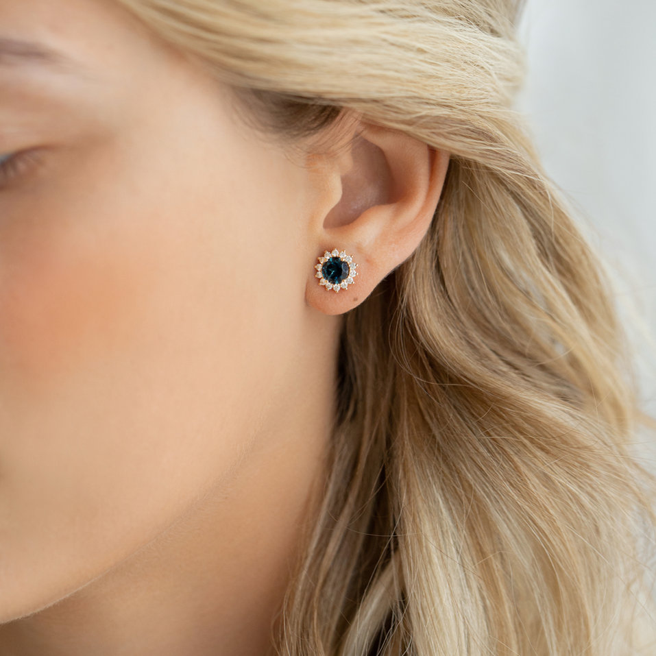 Náušnice s rhodolitem a diamanty Stellar Hope