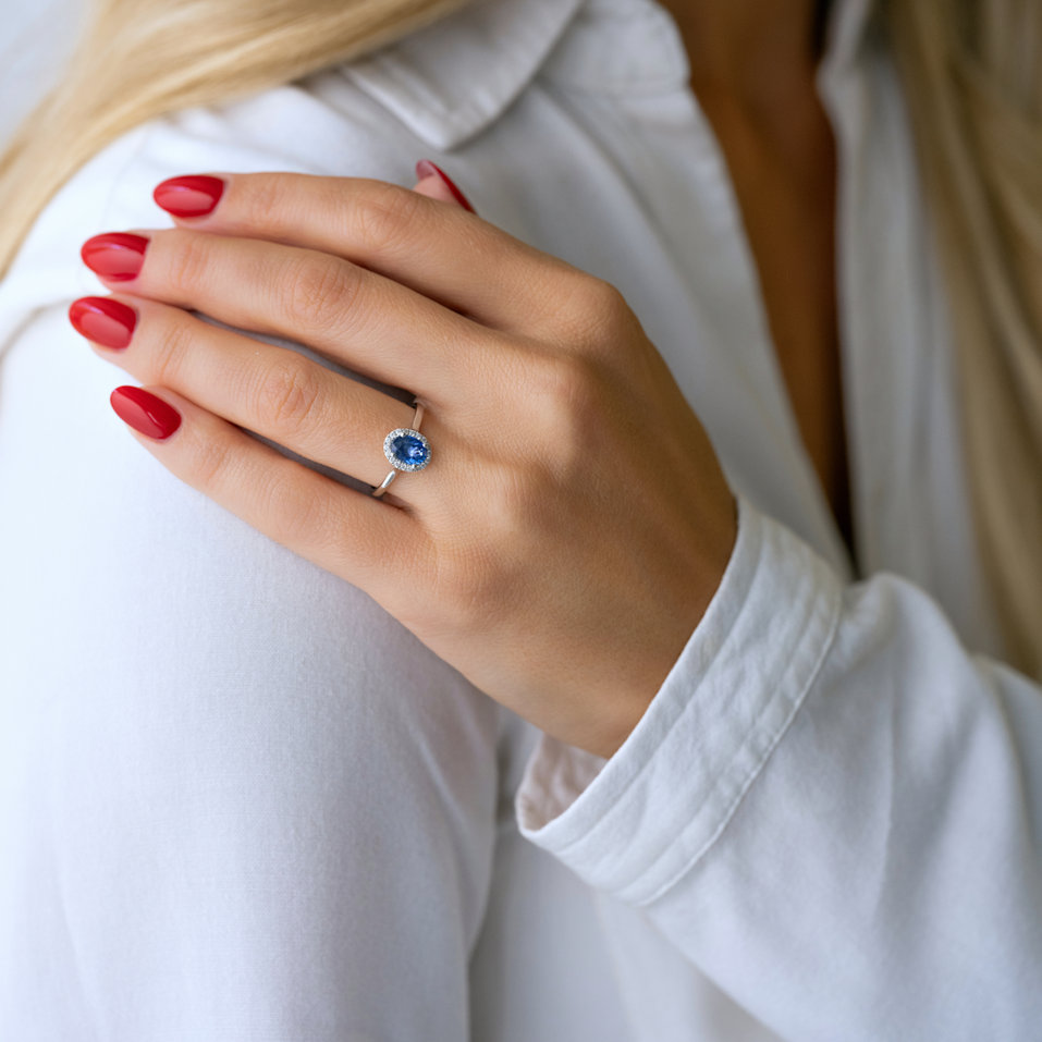 Prsten s safírem a diamanty Princess Wish