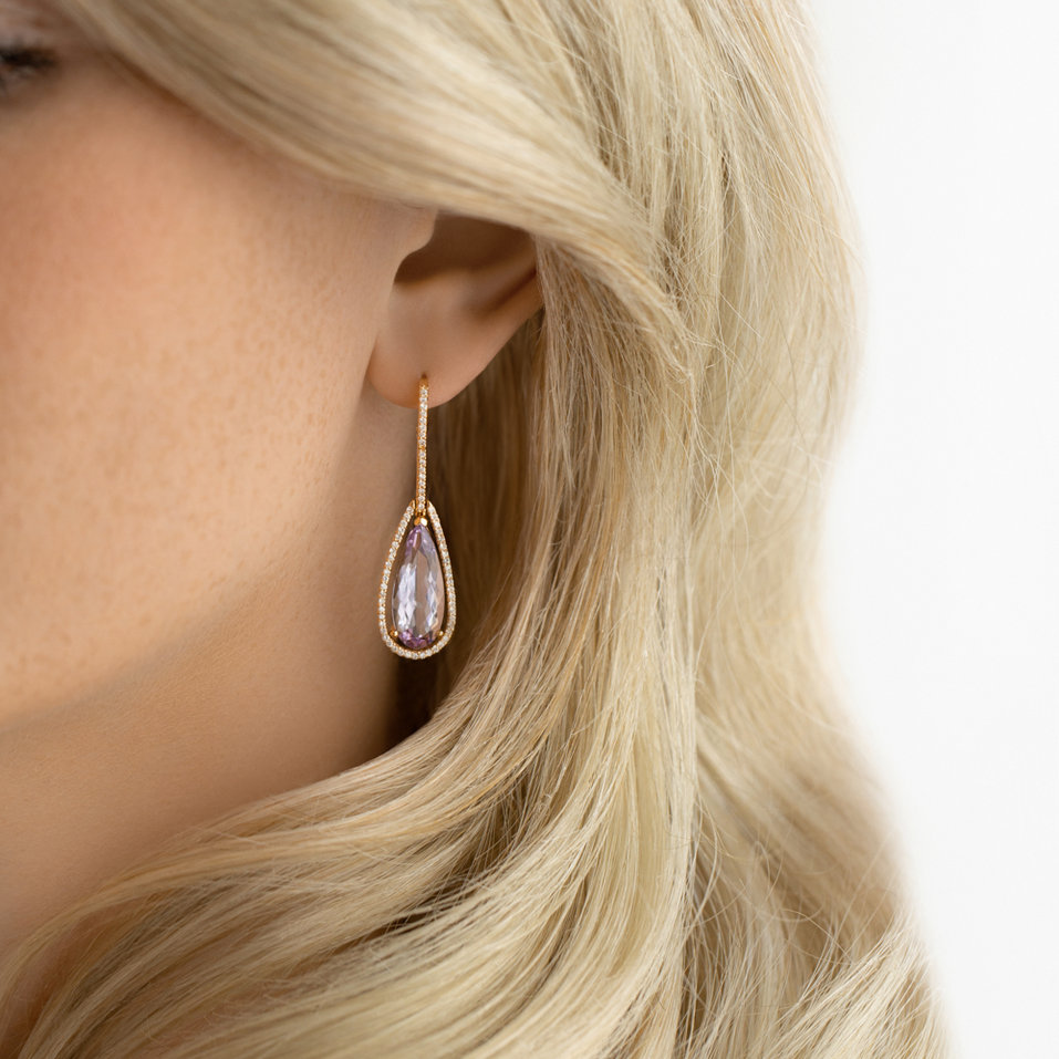 Náušnice s ametystem diamanty Damianos