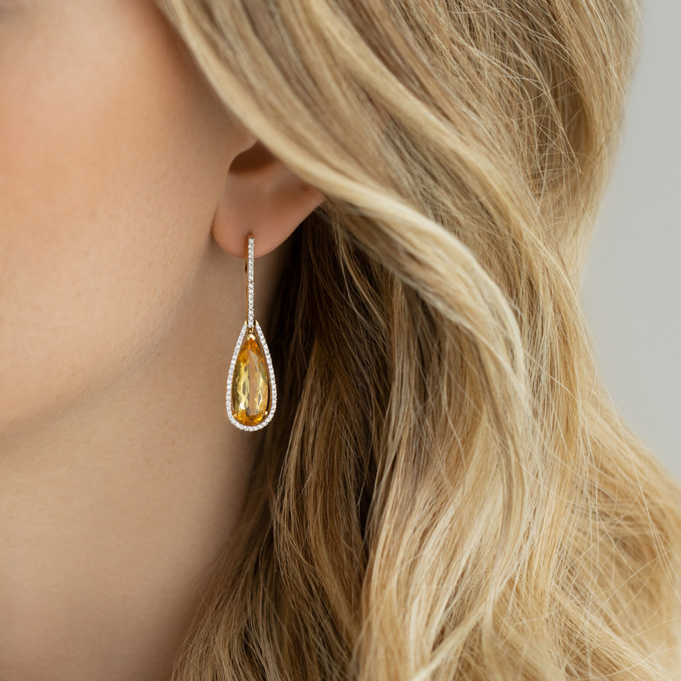 Náušnice s citrínem a diamanty Damianos