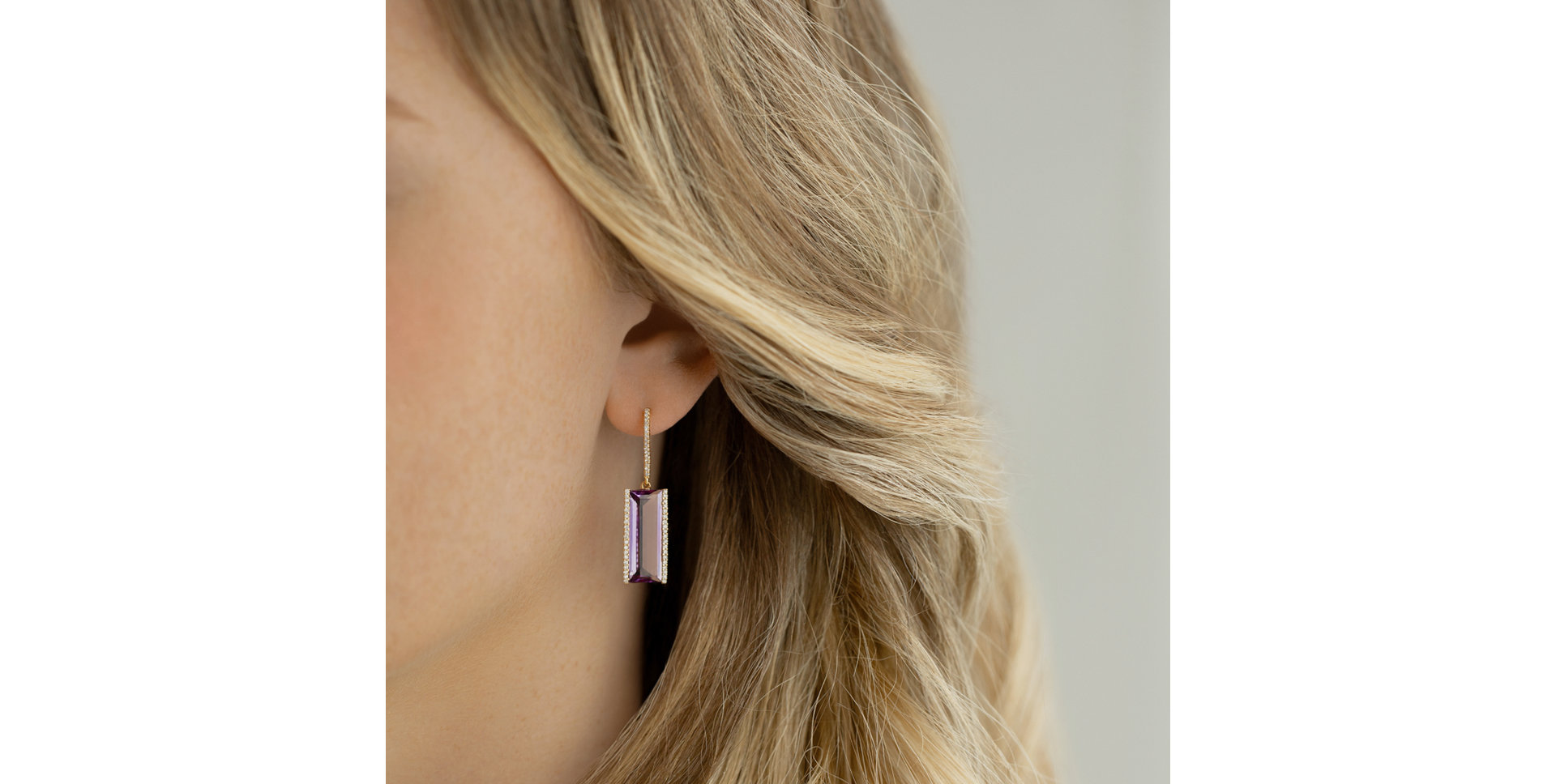 Náušnice s ametystem diamanty Theophany