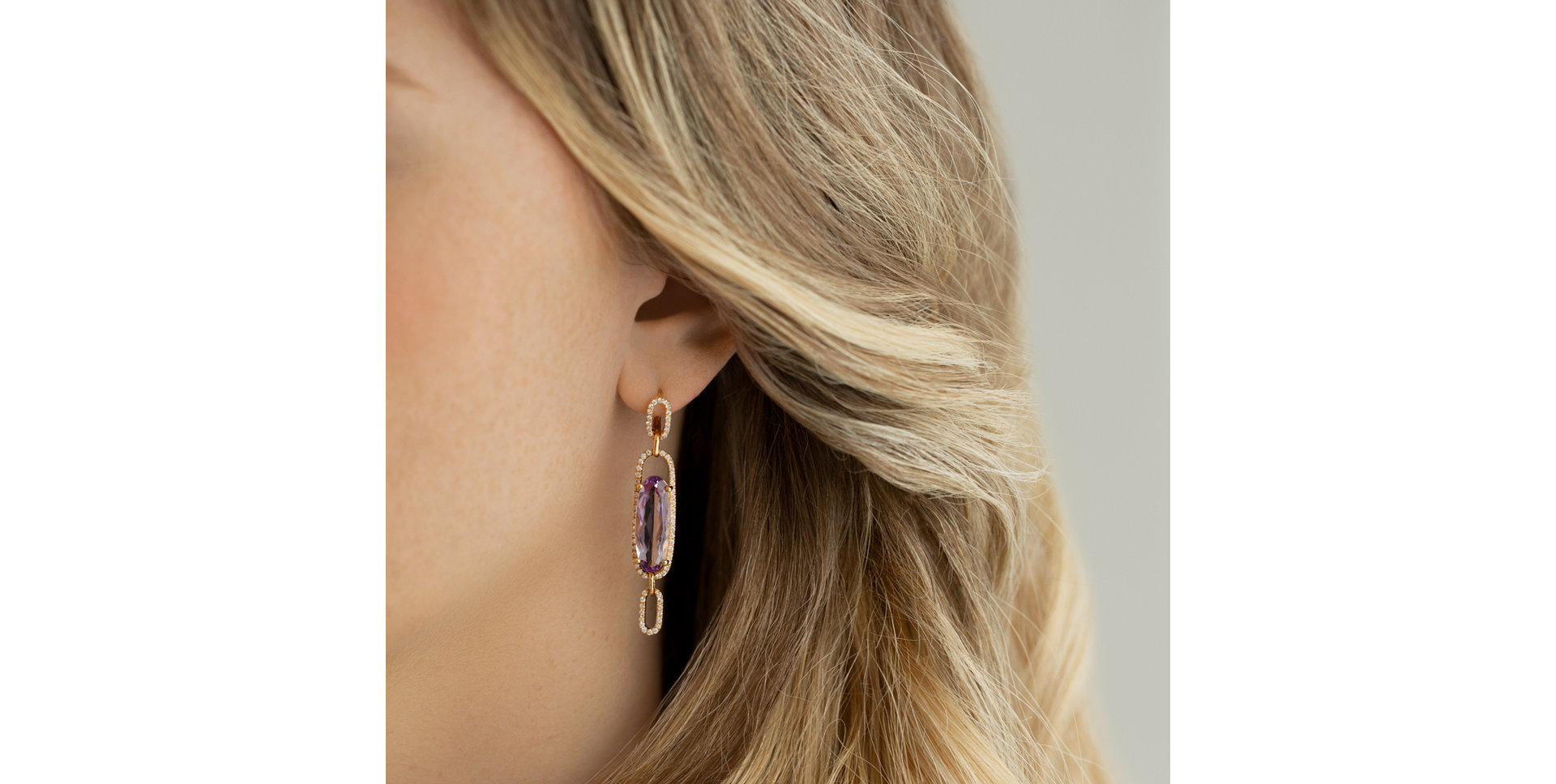 Náušnice s ametystem diamanty Isidoros