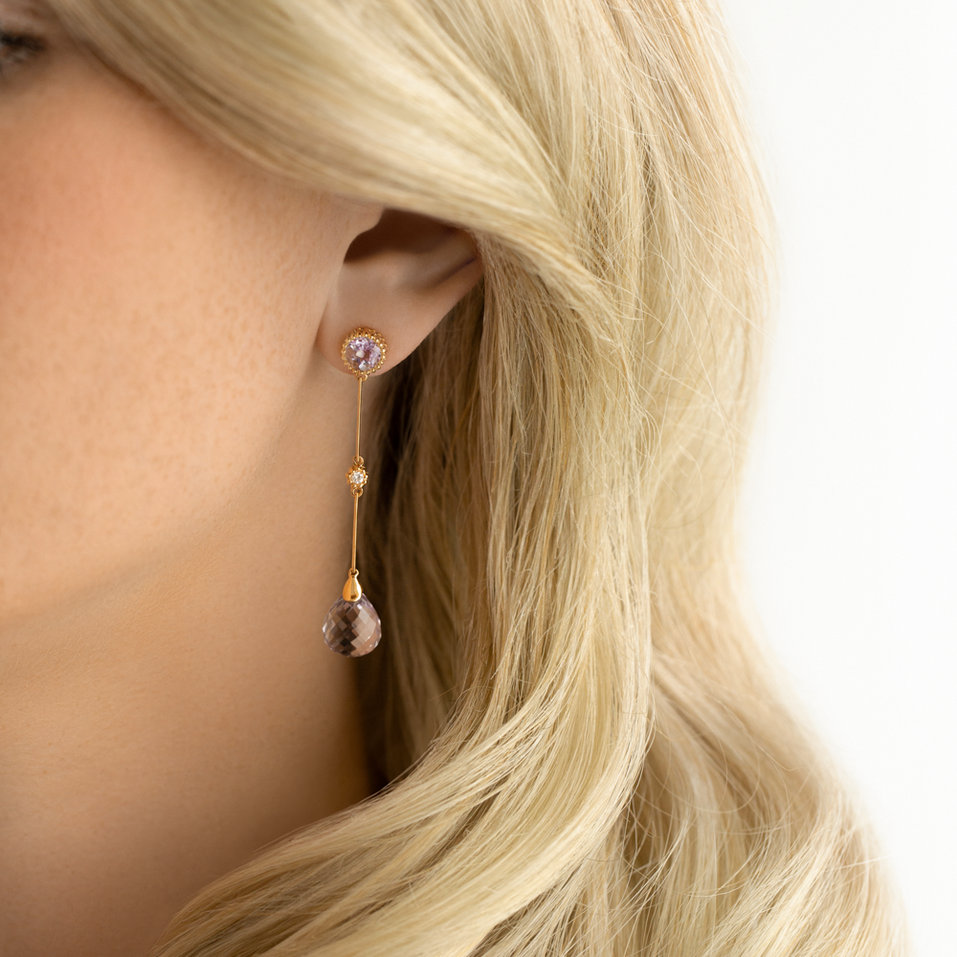 Náušnice s ametystem diamanty Ophiuchus