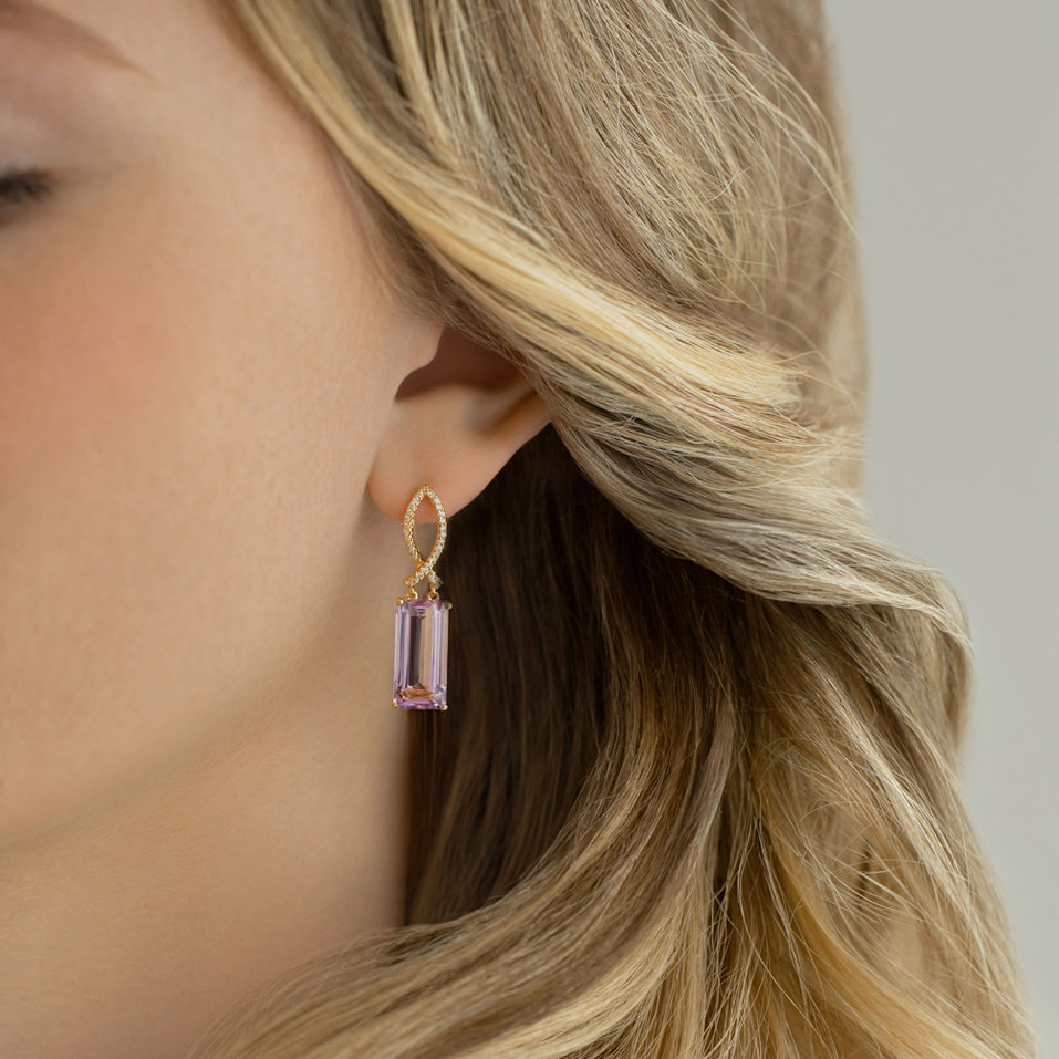 Náušnice s ametystem diamanty Extraterrestrial Gem