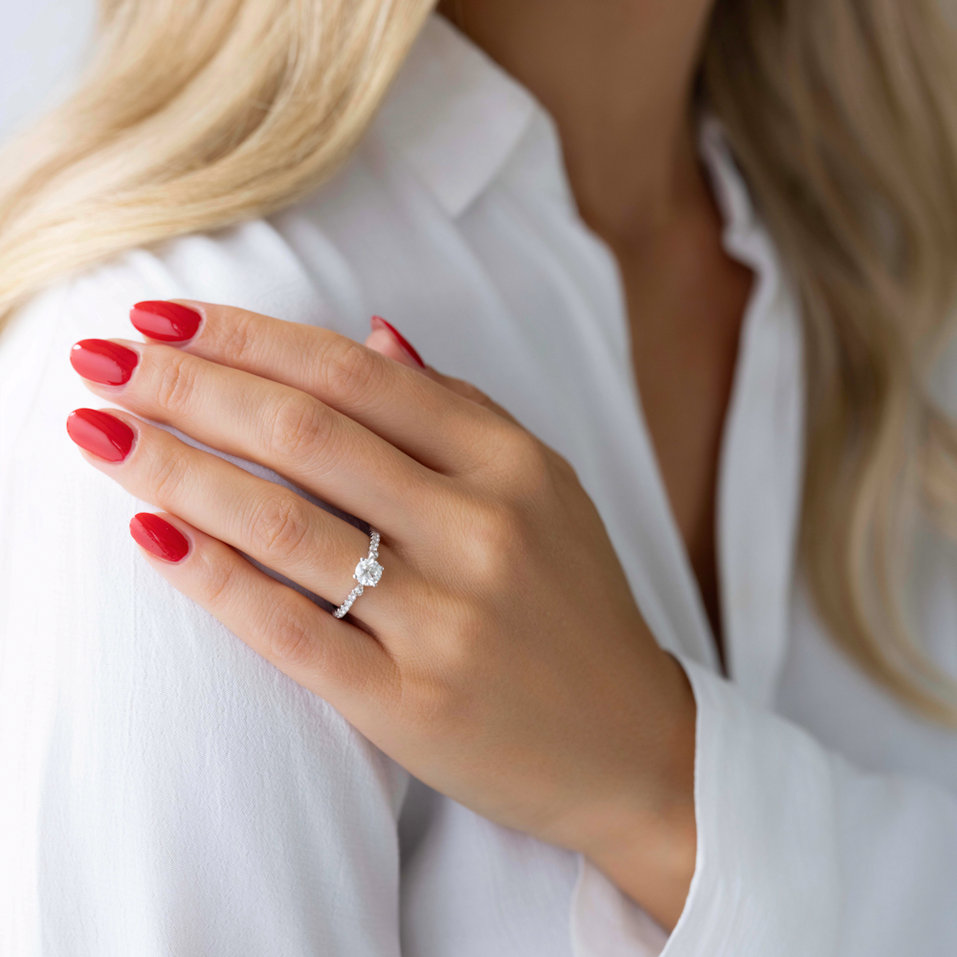 Prsten 18kt bílé zlato s diamantem Preciosa