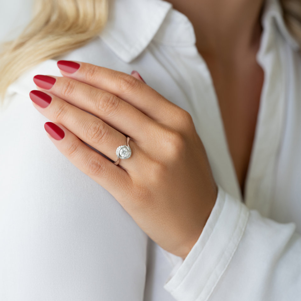 Prsten 18kt bílé zlato s diamantem Devoted Glow