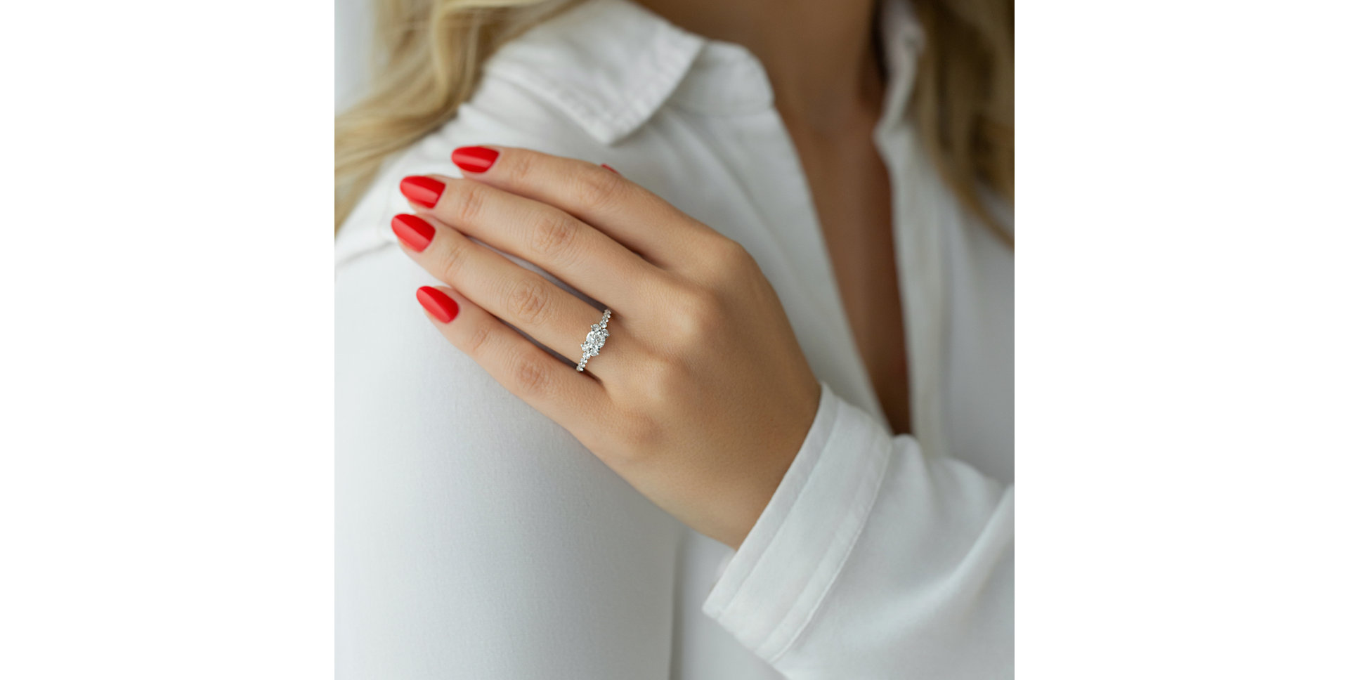 Prsten 18kt bílé zlato s diamantem Blessed Realm