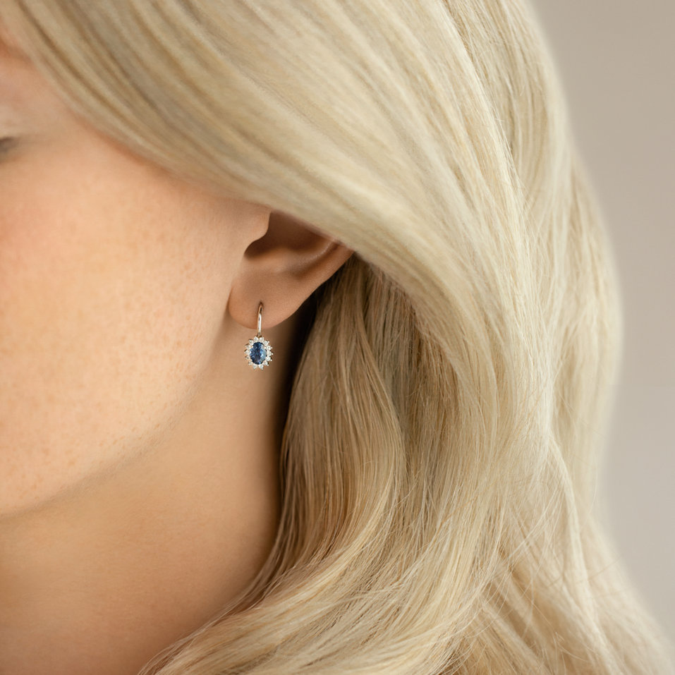 Náušnice s safírem a diamanty Princess Sparkle