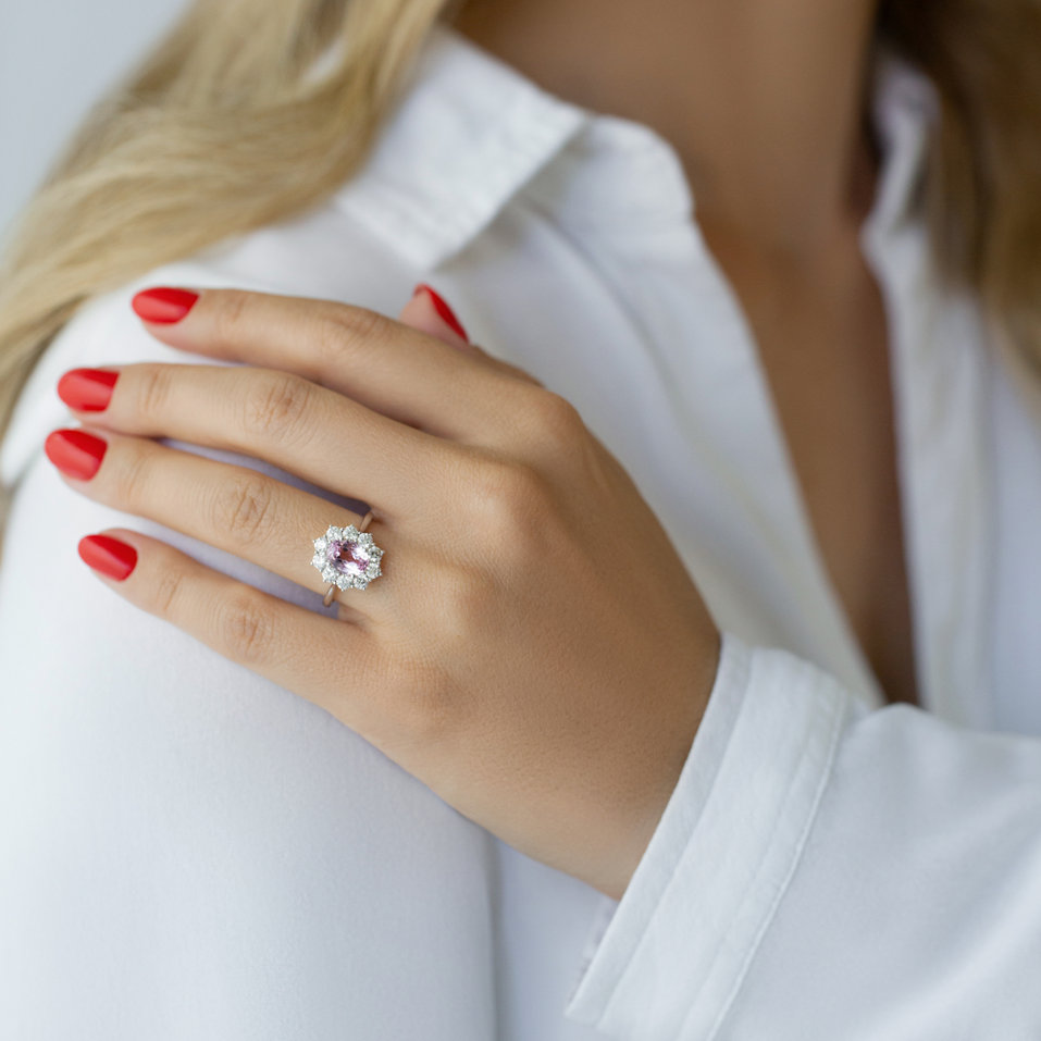 Prsten s kunzitem a diamanty Princess Joy