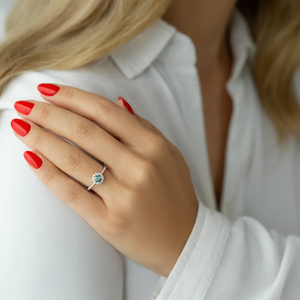 Prsten s modrým diamantem a bílými diamanty Dream Sparkle