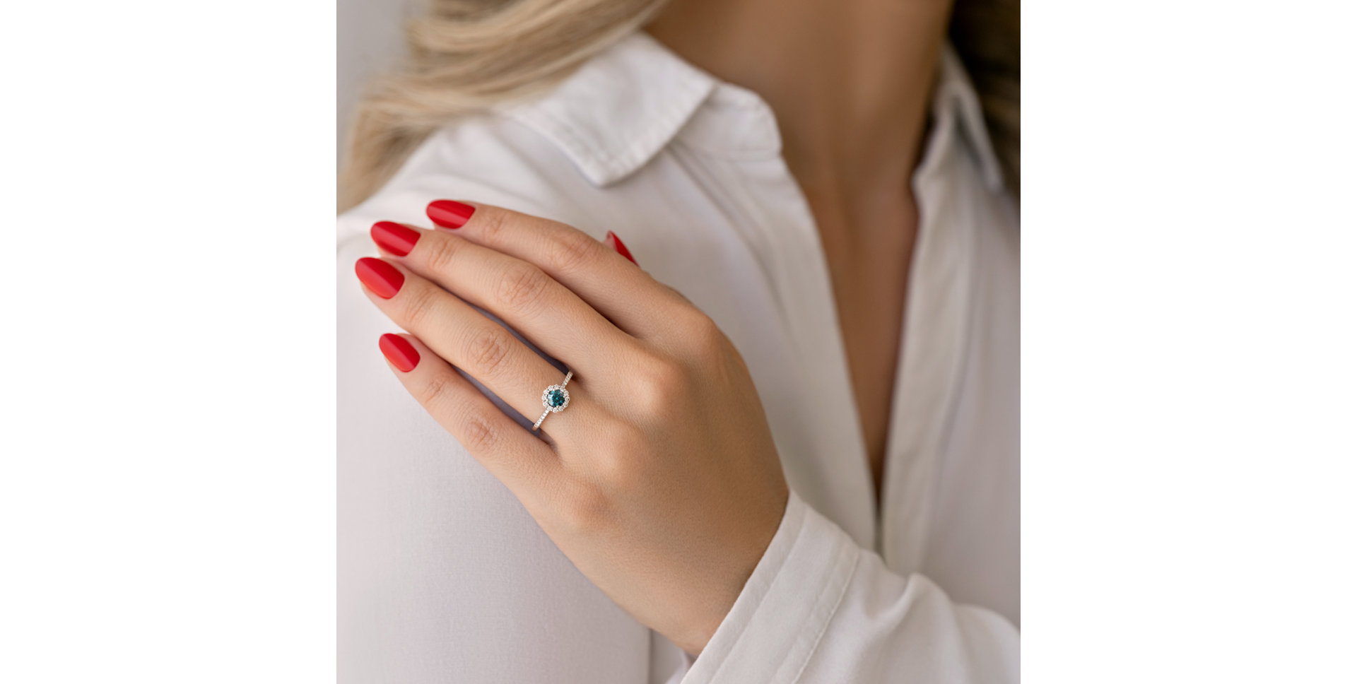 Prsten s modrým diamantem a bílými diamanty Dream Sparkle