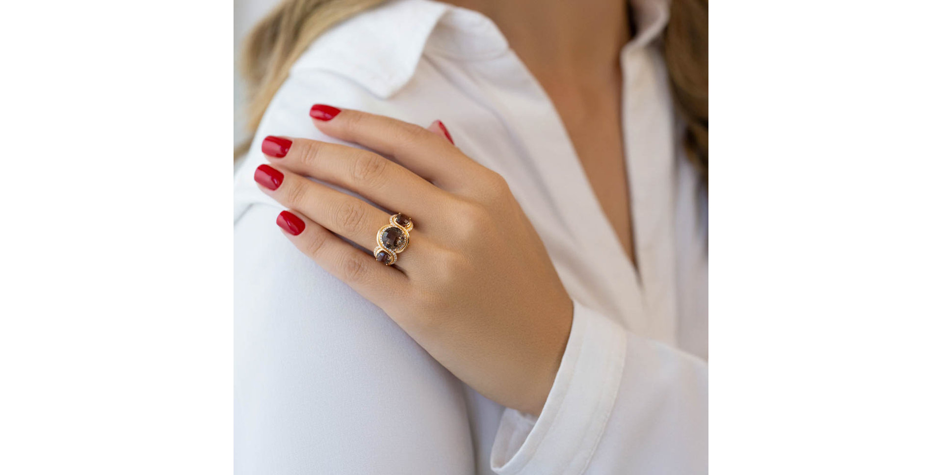 Prsten s diamanty a quartzy Mysterious Gentility