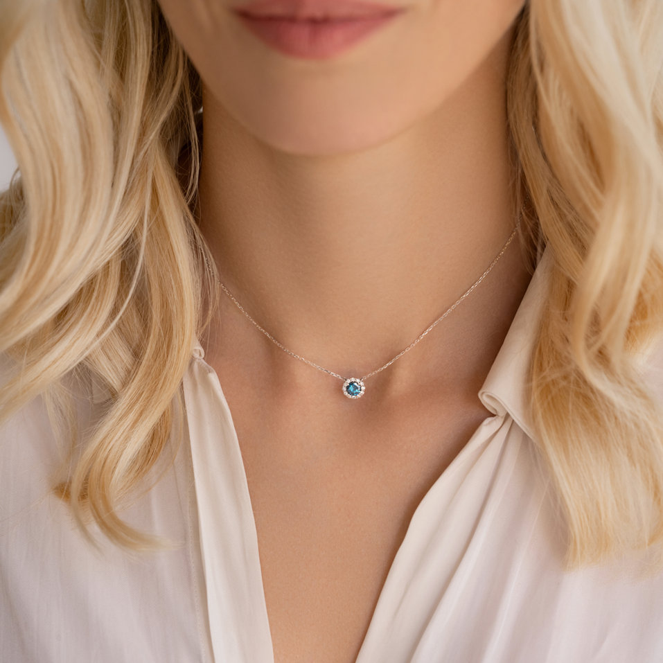 Náhrdelník s bílými a modrými diamanty Dream Sparkle