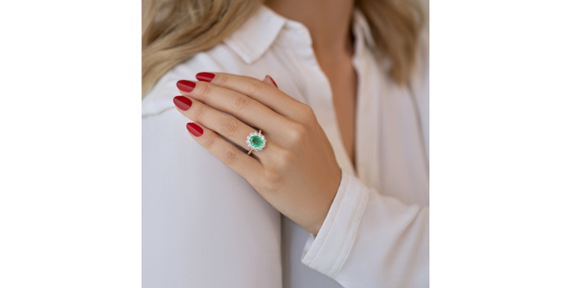 Prsten se smaragdem a diamanty Sky Goddess