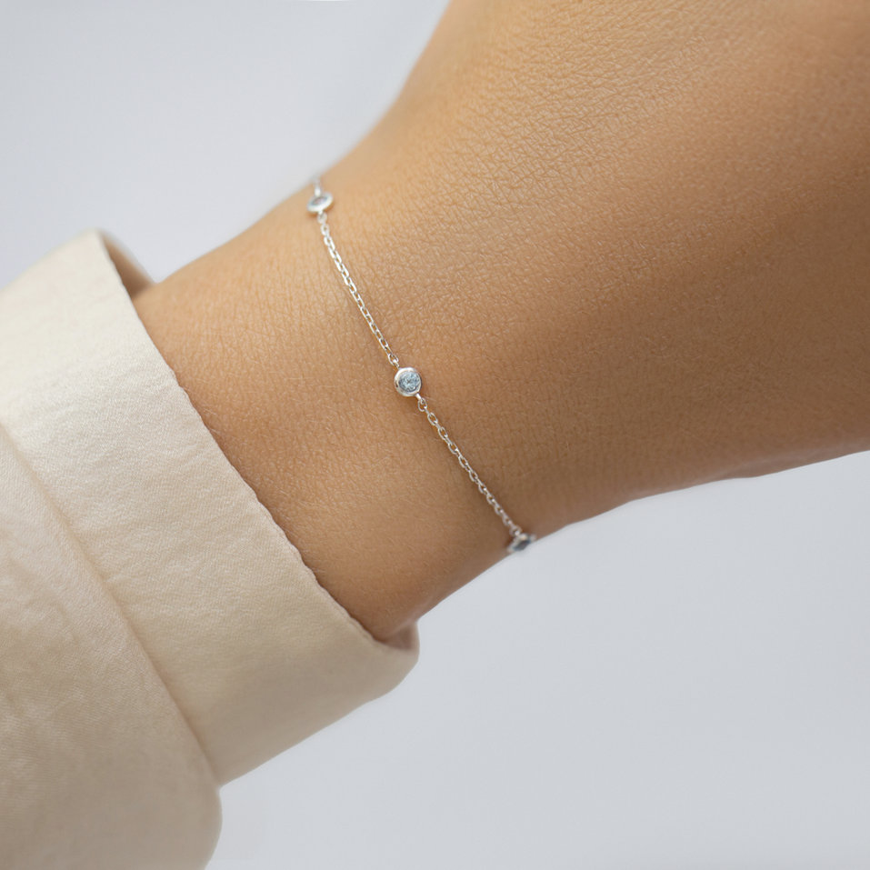 Náramek 14kt bílé zlato s topazem swiss Roggeveen