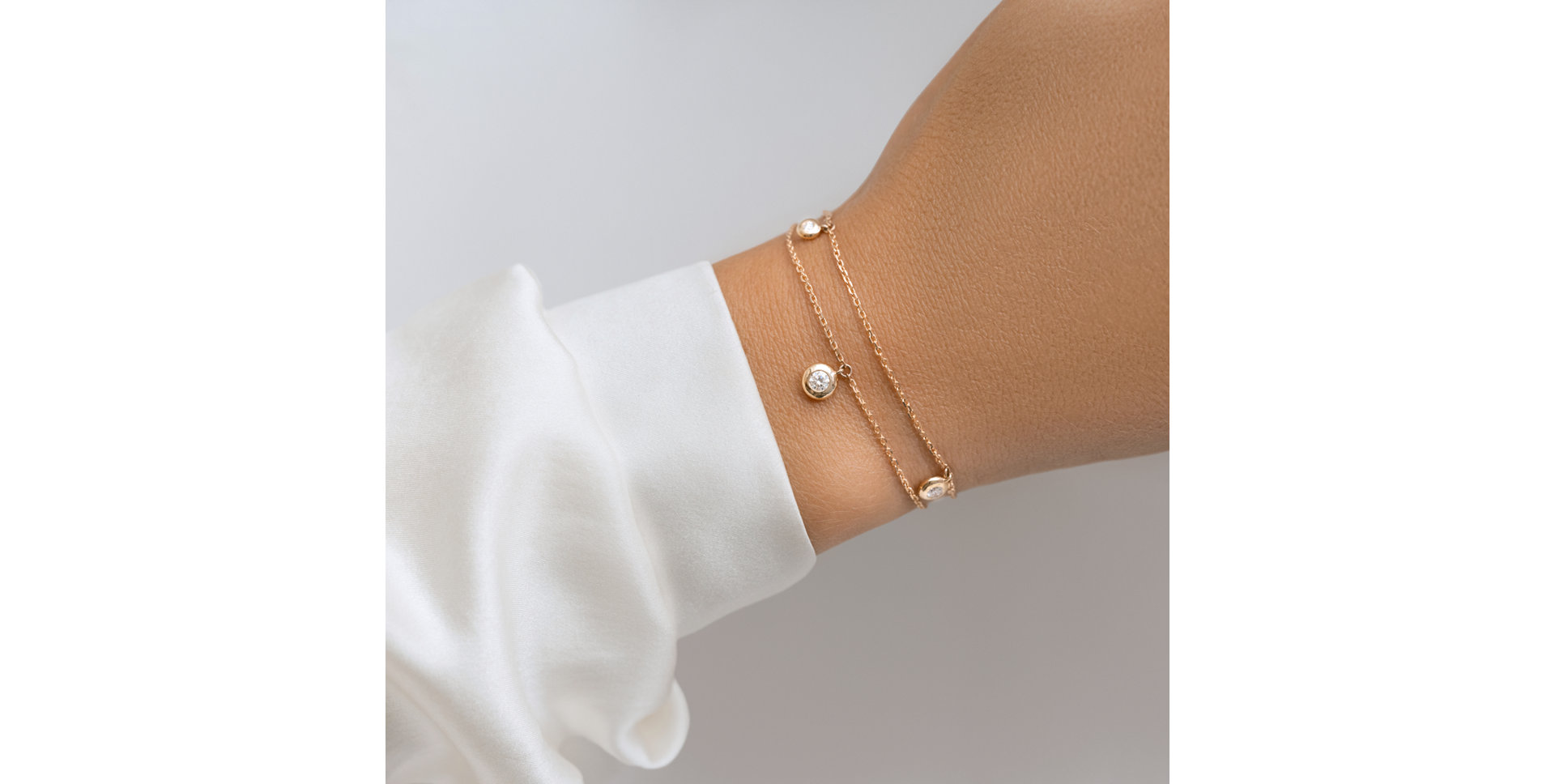 Náramek 14kt bílé zlato s diamantem Drops of Sparkle