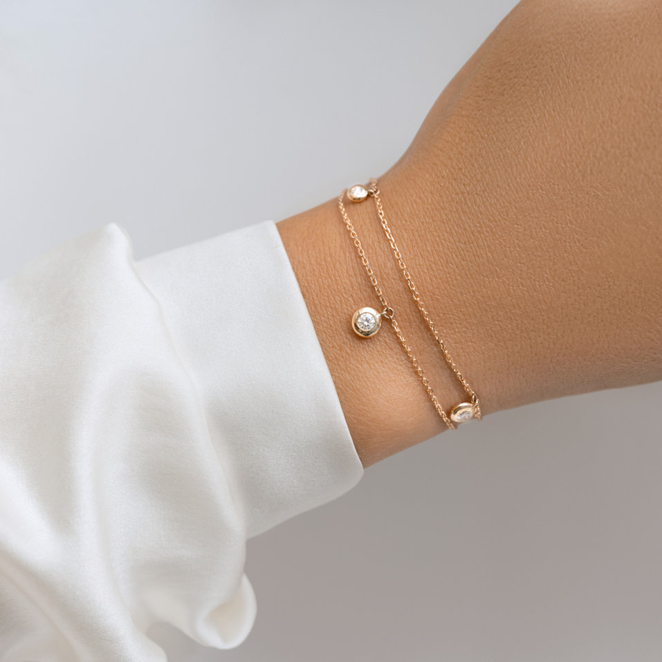 Náramek 14kt bílé zlato s diamantem Drops of Sparkle