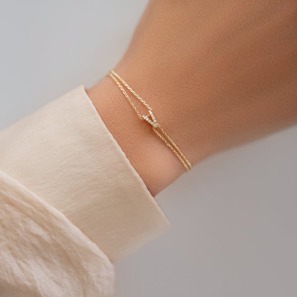 Náramek 14kt růžové zlato s diamantem Magic Letter