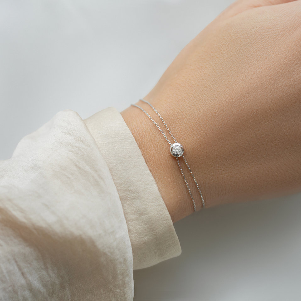 Náramek 14kt bílé zlato s diamantem Cosmic Magic