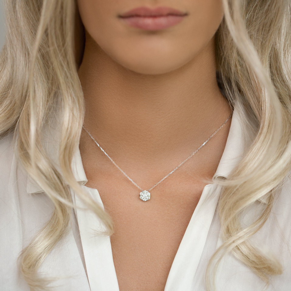 Náhrdelník 14kt bílé zlato s diamantem Mystic Kingdom