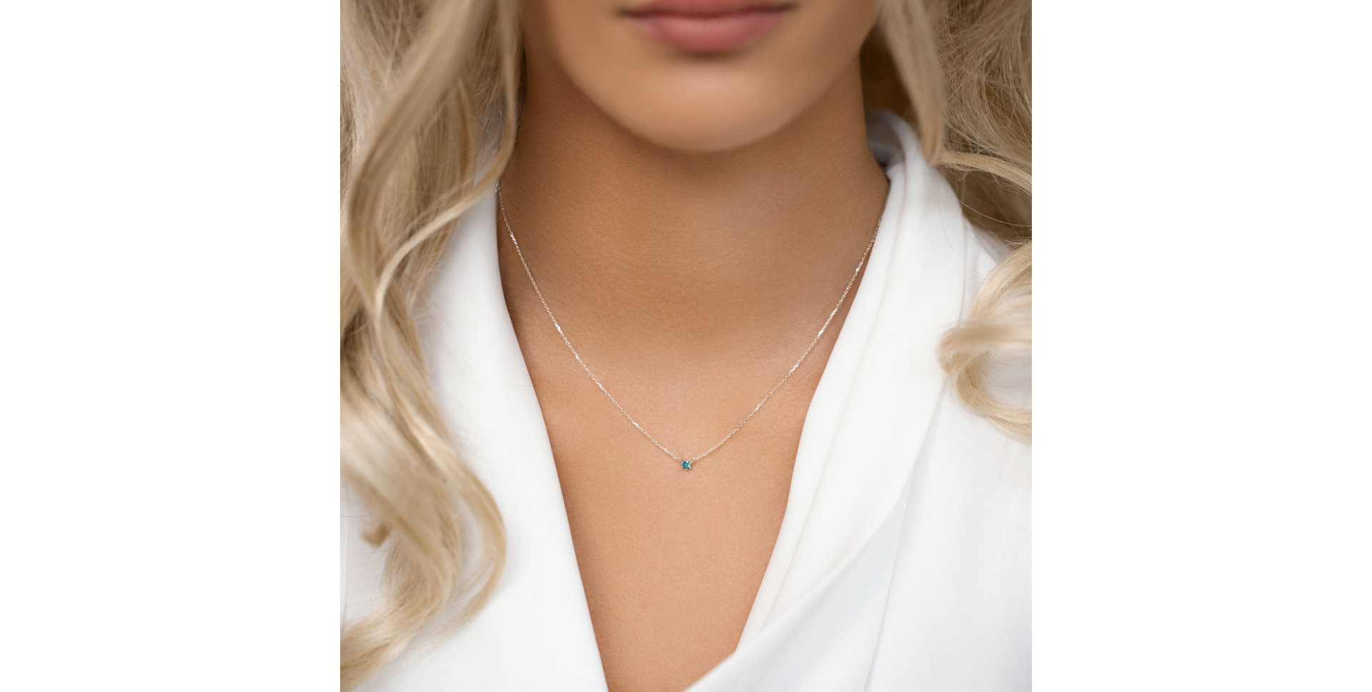 Náhrdelník 14kt bílé zlato s diamantem Essential Drop