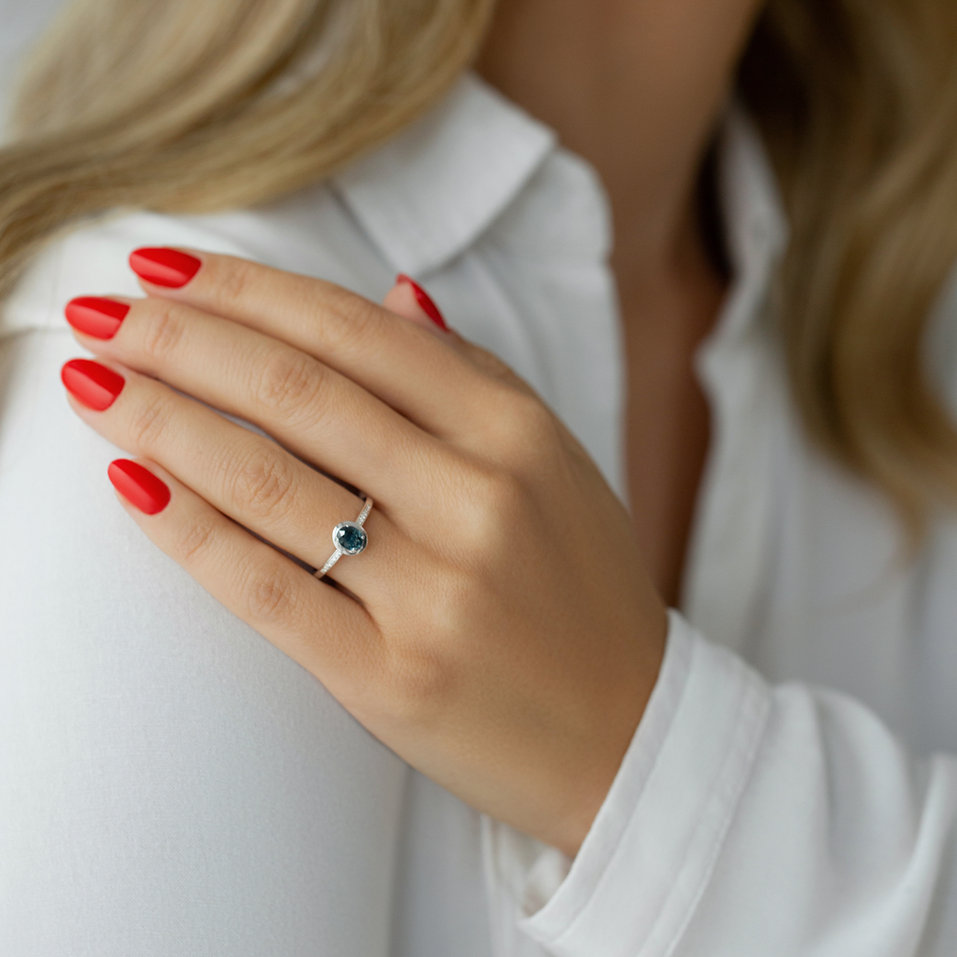 Prsten 14kt bílé zlato s diamantem Mystic Mirage