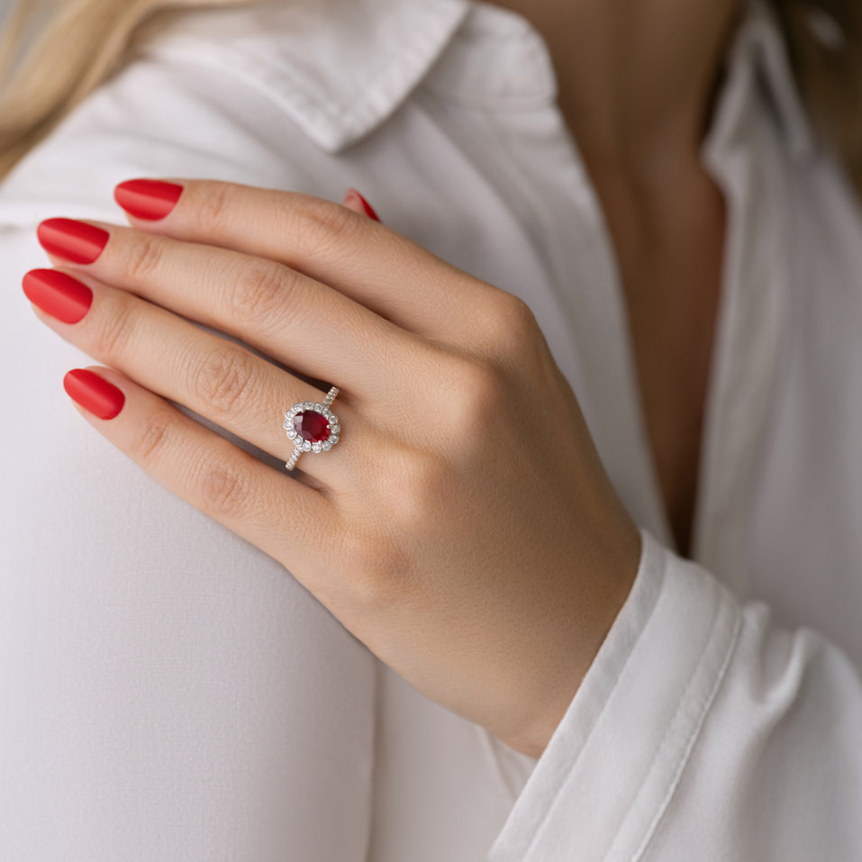 Prsten s rubínem a diamanty Princess Glamour