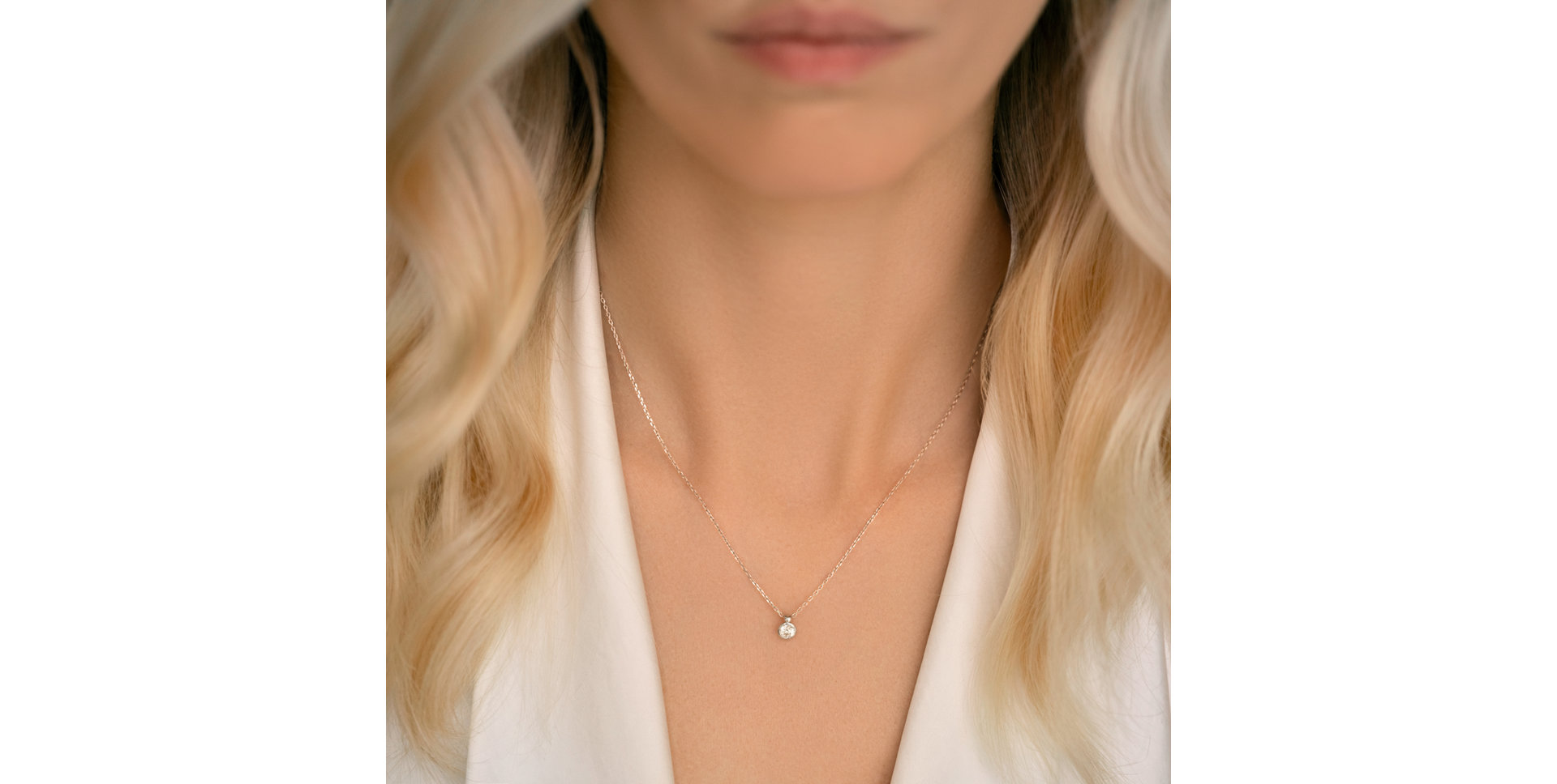 Náhrdelník 14kt bílé zlato s diamantem Eye Sparkle